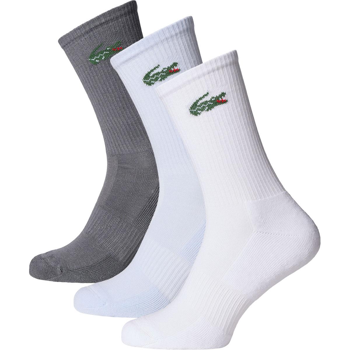 Lacoste Ribbed 3-Pack Strømper Blanc/Bleu Clair/Gris