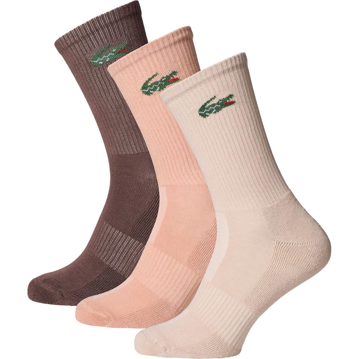 Lacoste Ribbed 3-Pack Strømper LATTE/SISAL-GRUME