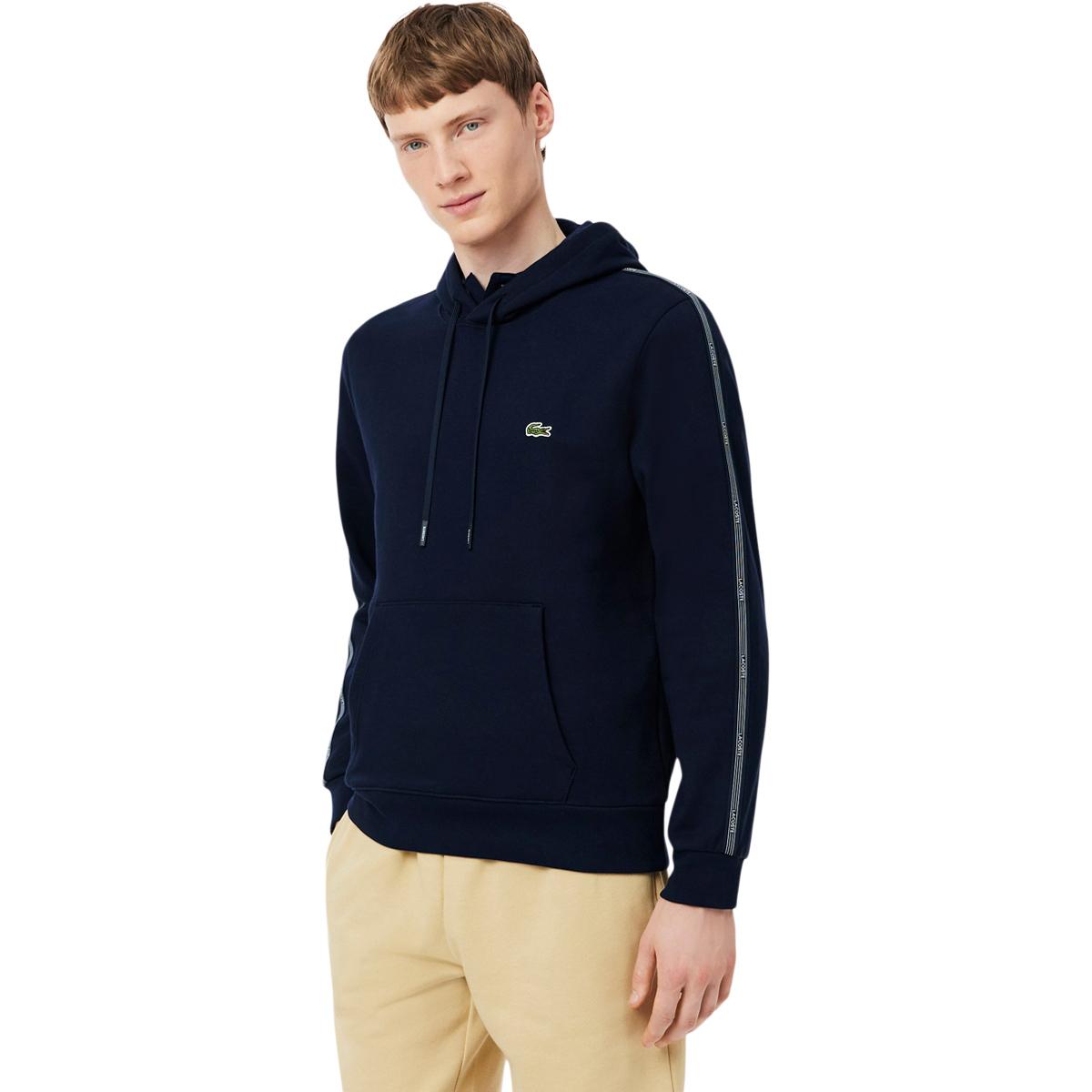 Lacoste Logo Stripe Hættetrøje Herre Navy