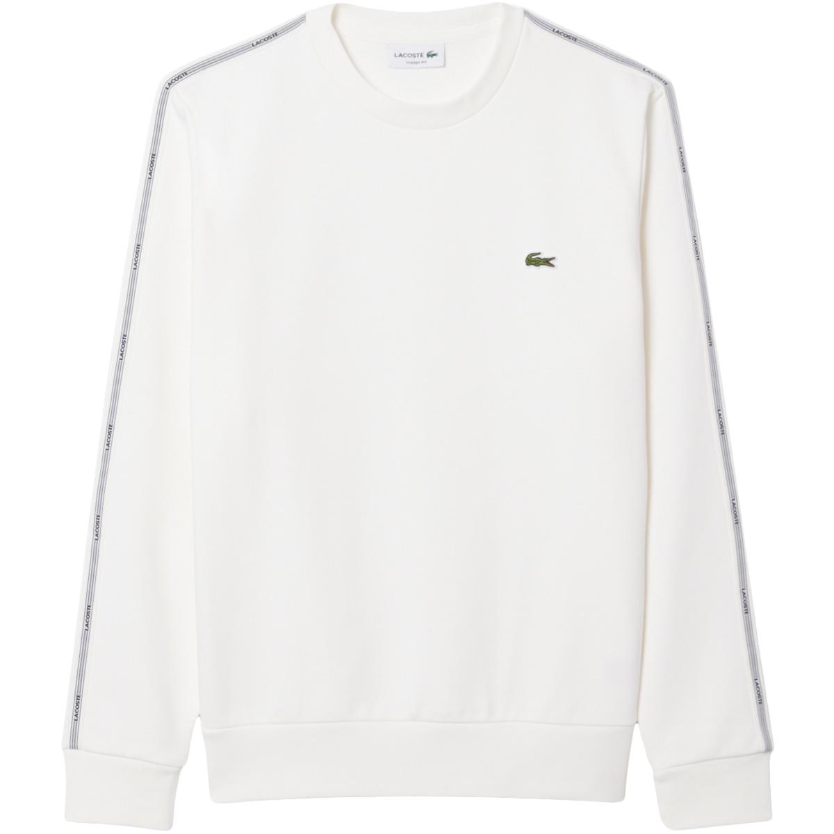Lacoste Stripe Band Fleece Sweatshirt Herre White