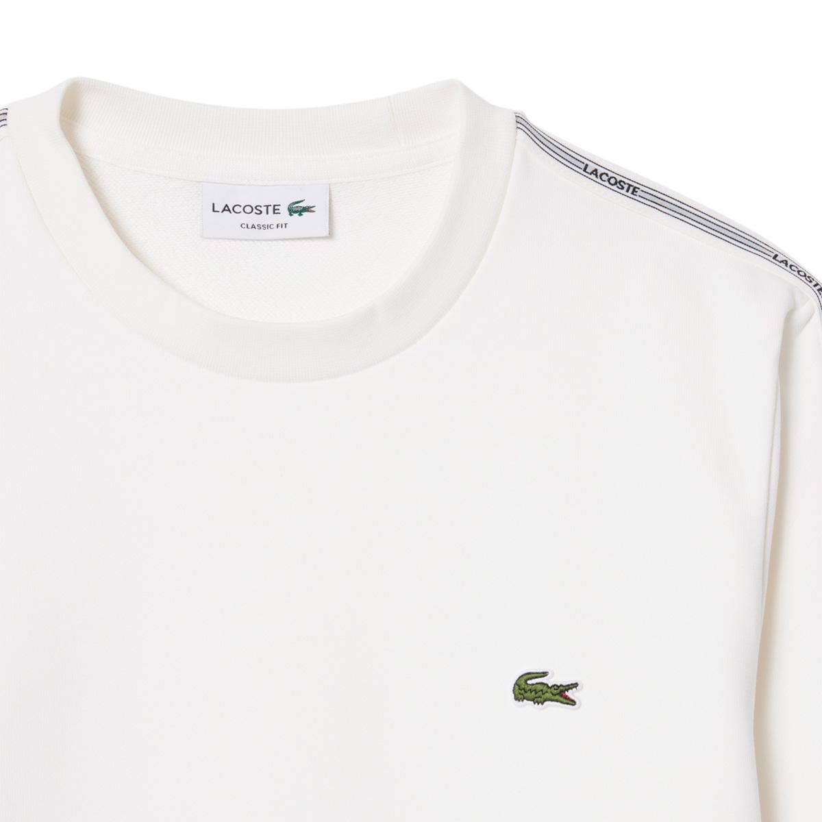 Lacoste Stripe Band Fleece Sweatshirt Herre White