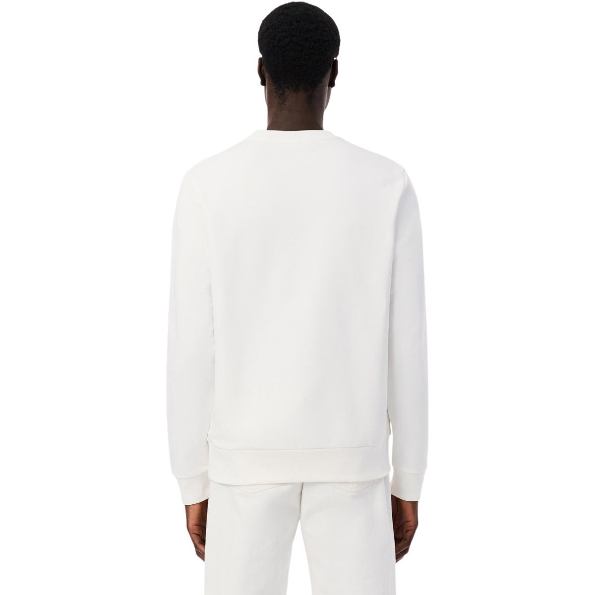 Lacoste Stripe Band Fleece Sweatshirt Herre White