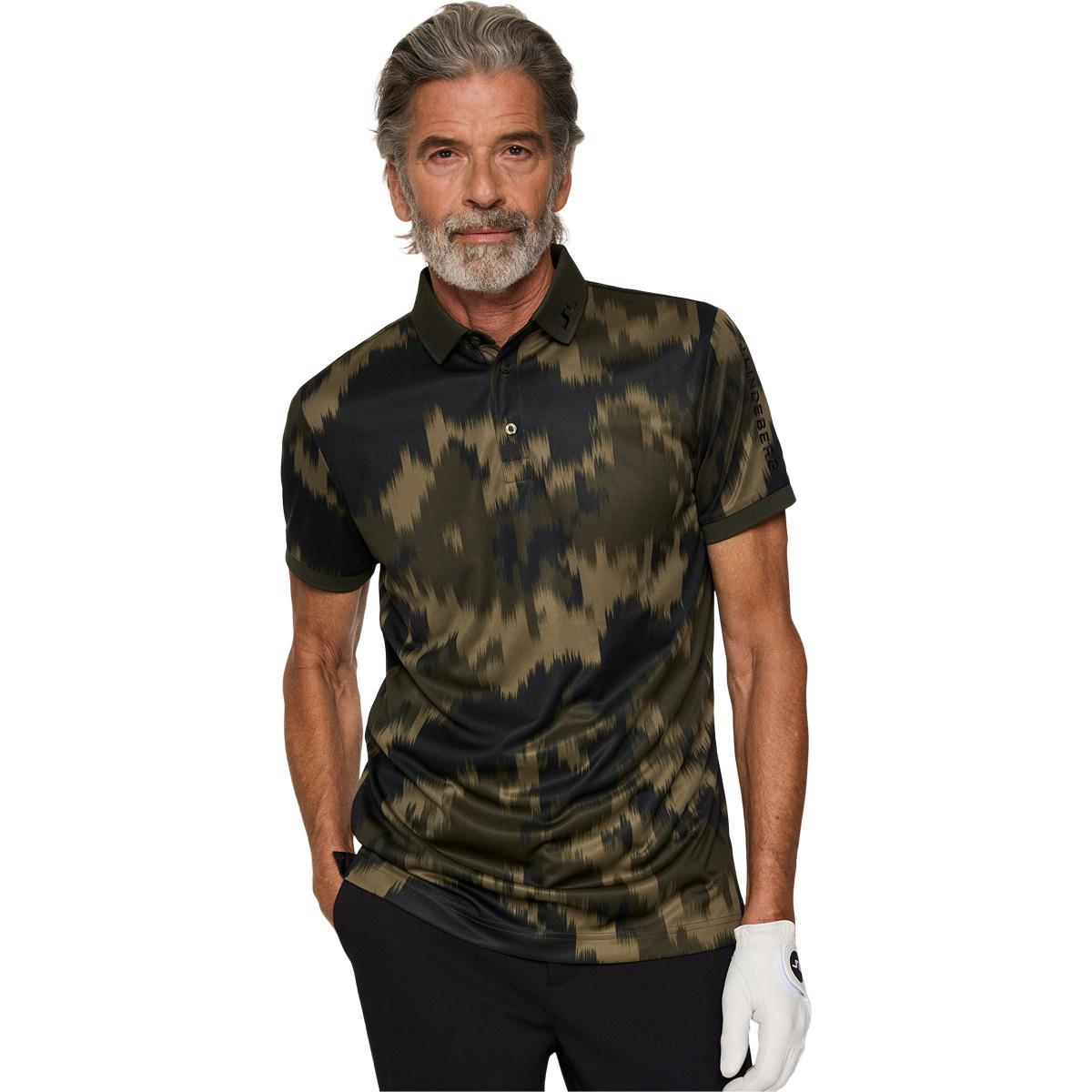 J.LINDEBERG Tour Tech Print Golf Polo T-shirt Herre Green/Black