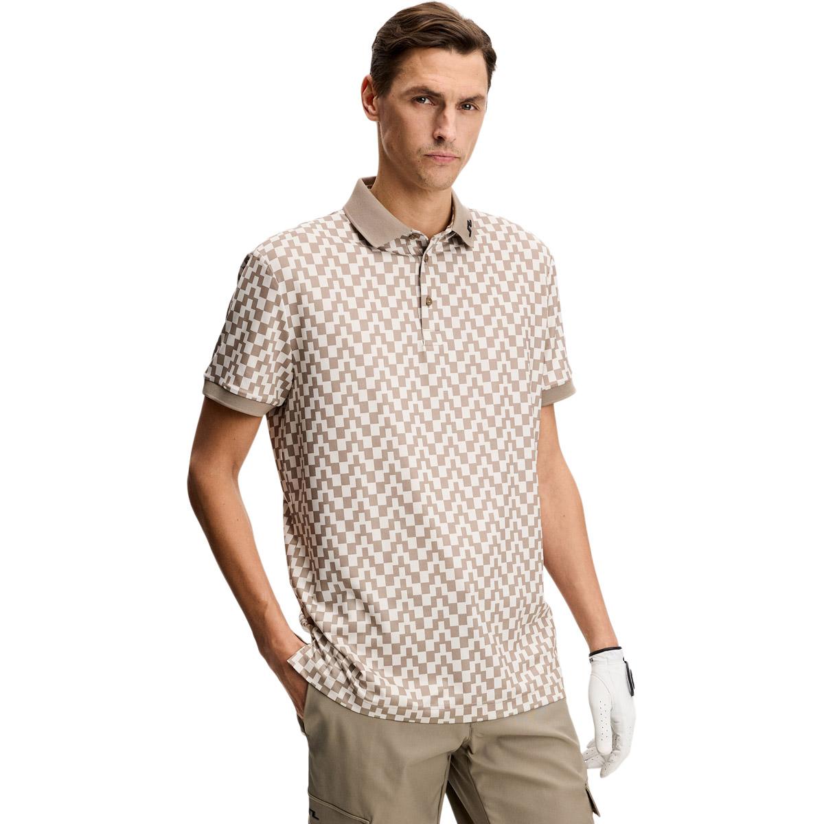J.LINDEBERG Tour Tech Print Golf Polo T-shirt Herre Beige