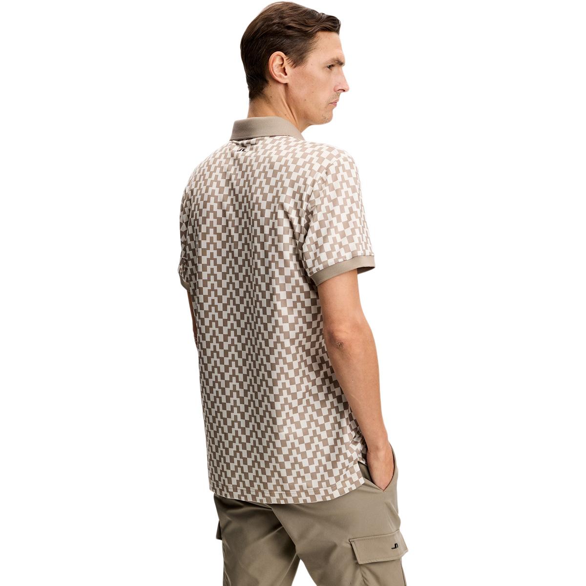 J.LINDEBERG Tour Tech Print Golf Polo T-shirt Herre Beige