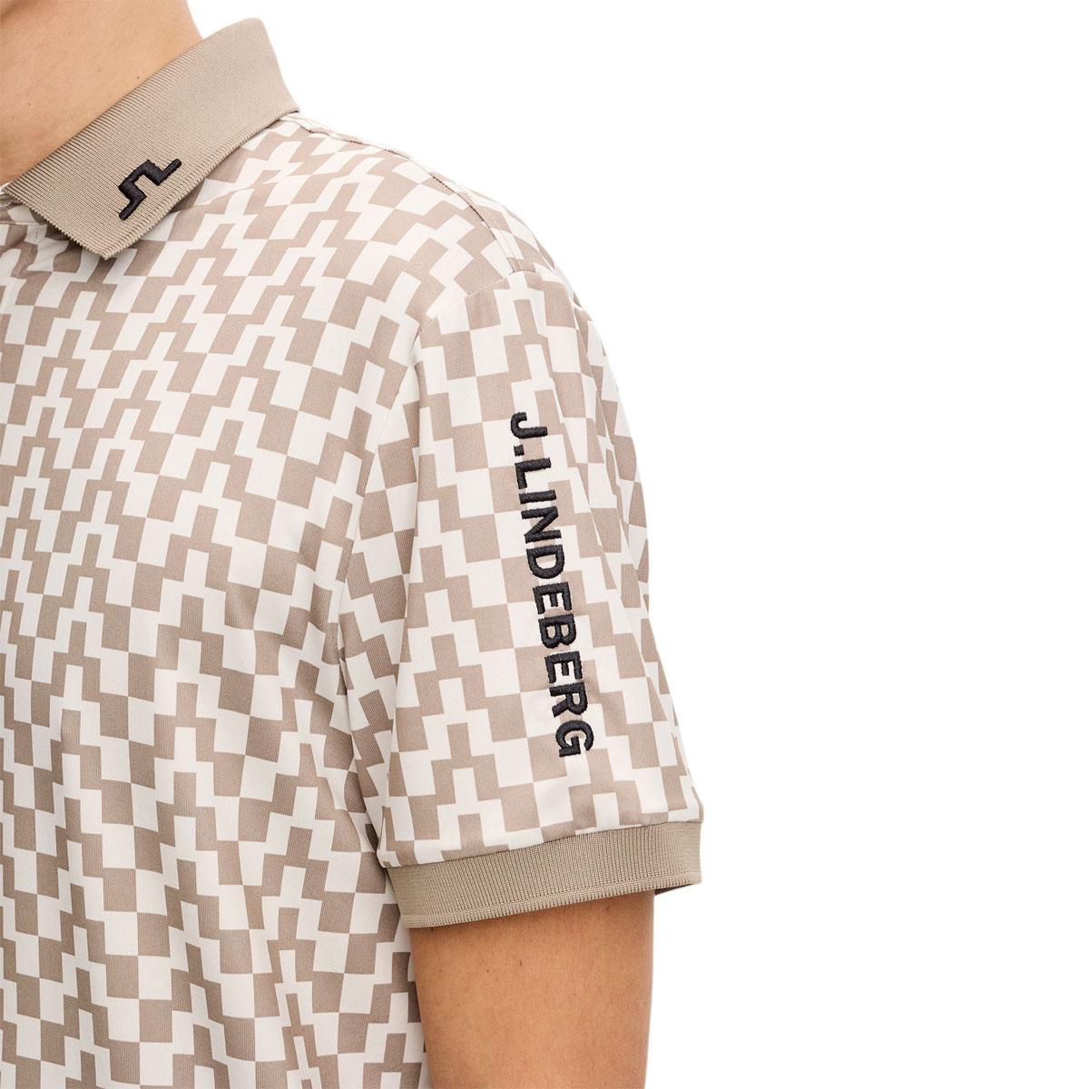 J.LINDEBERG Tour Tech Print Golf Polo T-shirt Herre Beige