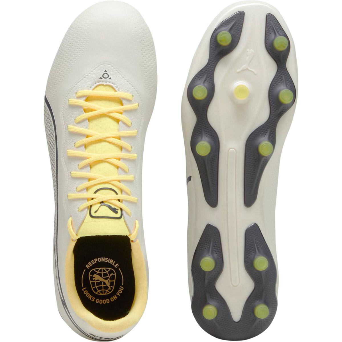 PUMA King Pro FG/AG Fodboldstøvler Alpine Snow-Asphalt-Yellow Bla