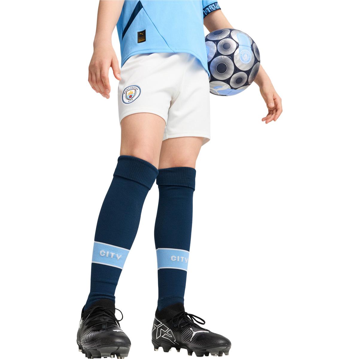 Manchester City 24/25 Hjemmebaneshorts Børn PUMA White-For All Time Red