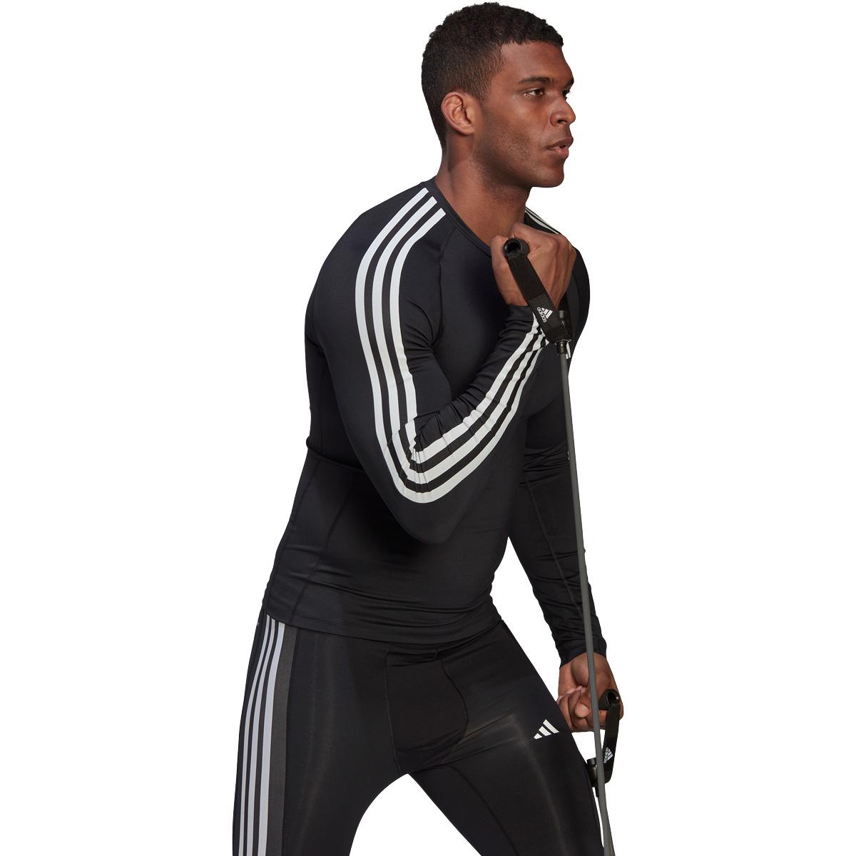 adidas Techfit 3-Stripes Langærmet Baselayer Trænings T-shirt Herre BLACK/WHITE/BLACK