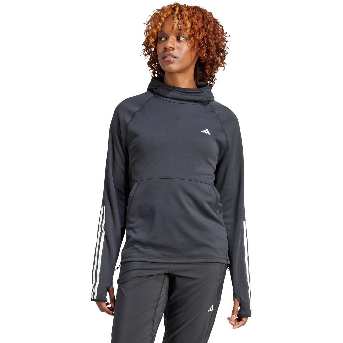 adidas Own The Run 3-Stripes Hood Løpetrøye Dame BLACK/WHITE/BLACK