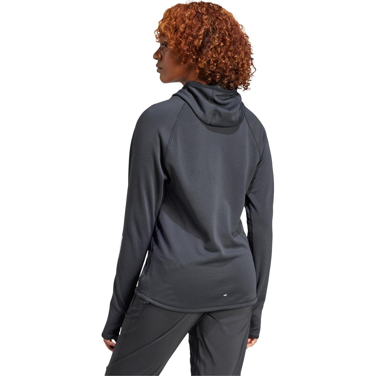 adidas Own The Run 3-Stripes Hood Løpetrøye Dame BLACK/WHITE/BLACK