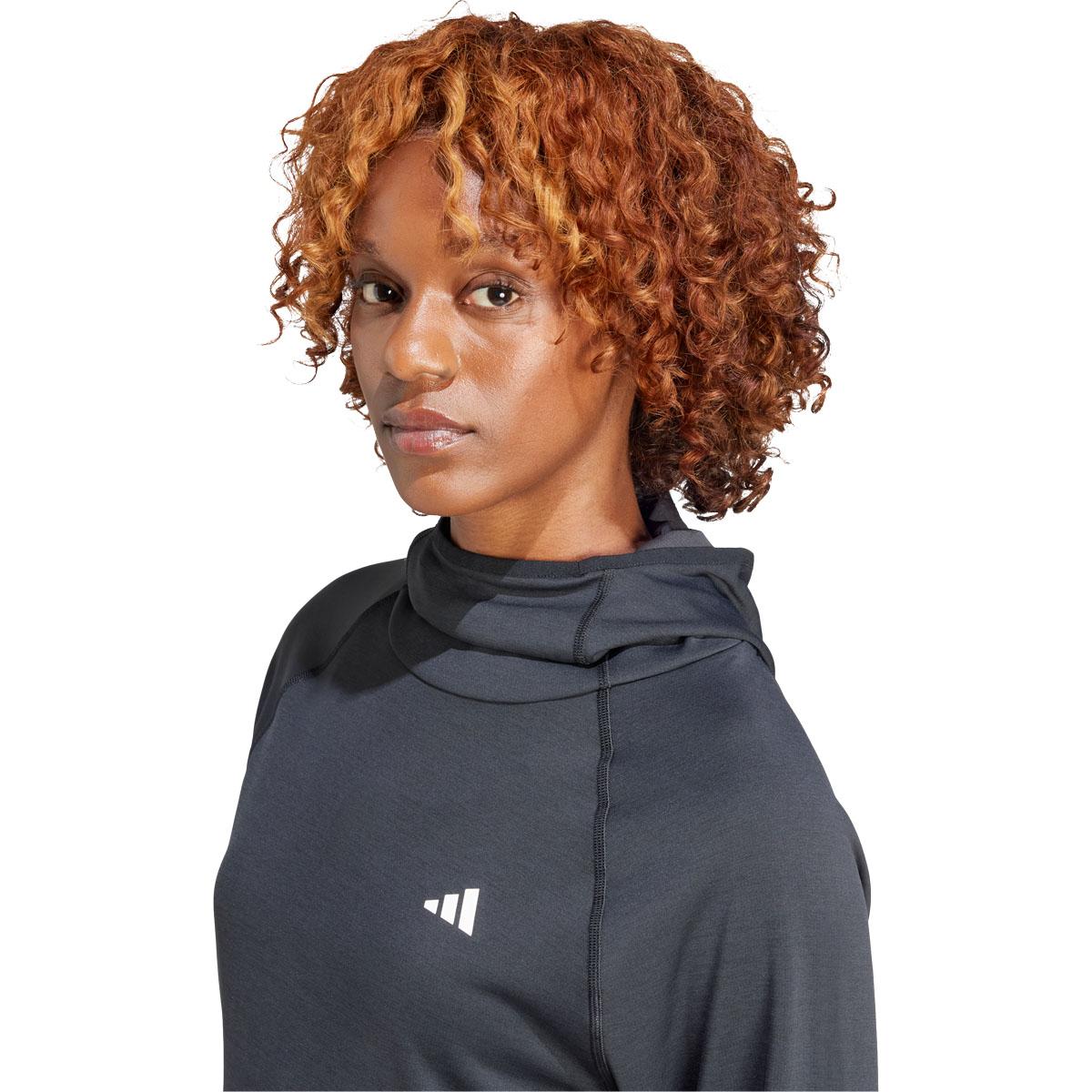 adidas Own The Run 3-Stripes Hood Løpetrøye Dame BLACK/WHITE/BLACK