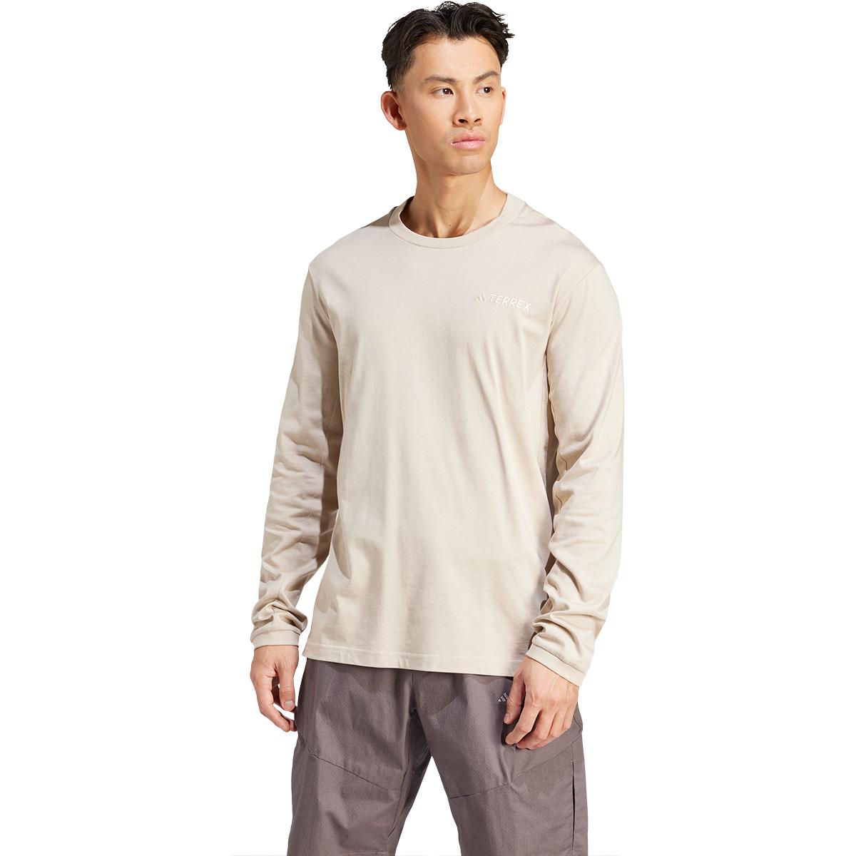 adidas Terrex Xploric Logo Langærmet T-shirt Herre WONBEI/FTWWHT/GOLDMT