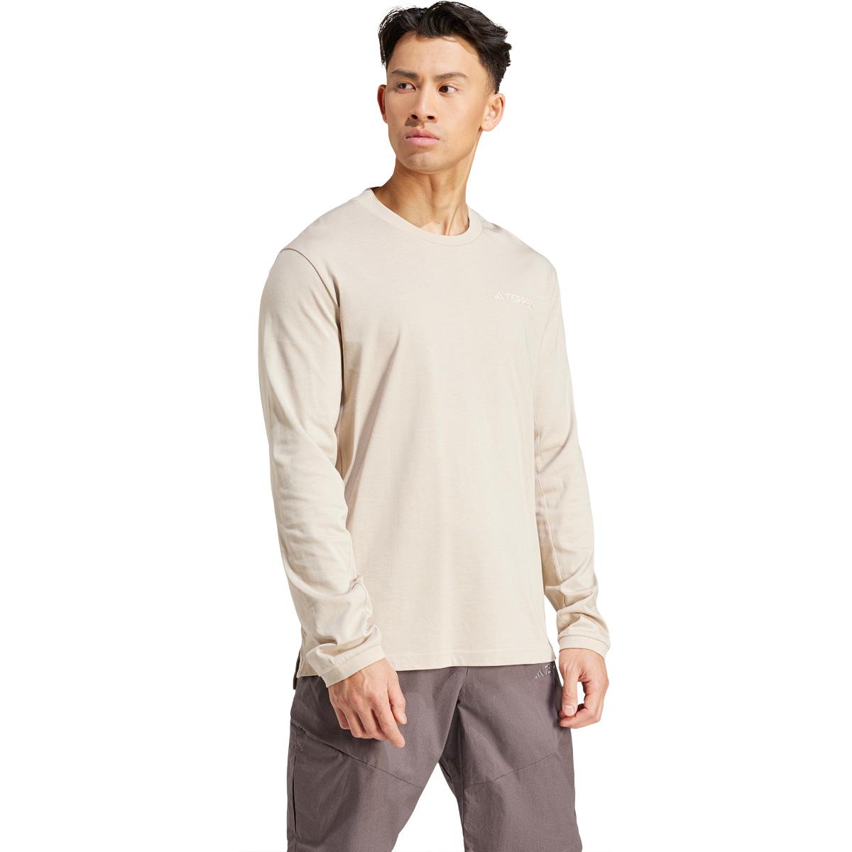 adidas Terrex Xploric Logo Langærmet T-shirt Herre WONBEI/FTWWHT/GOLDMT