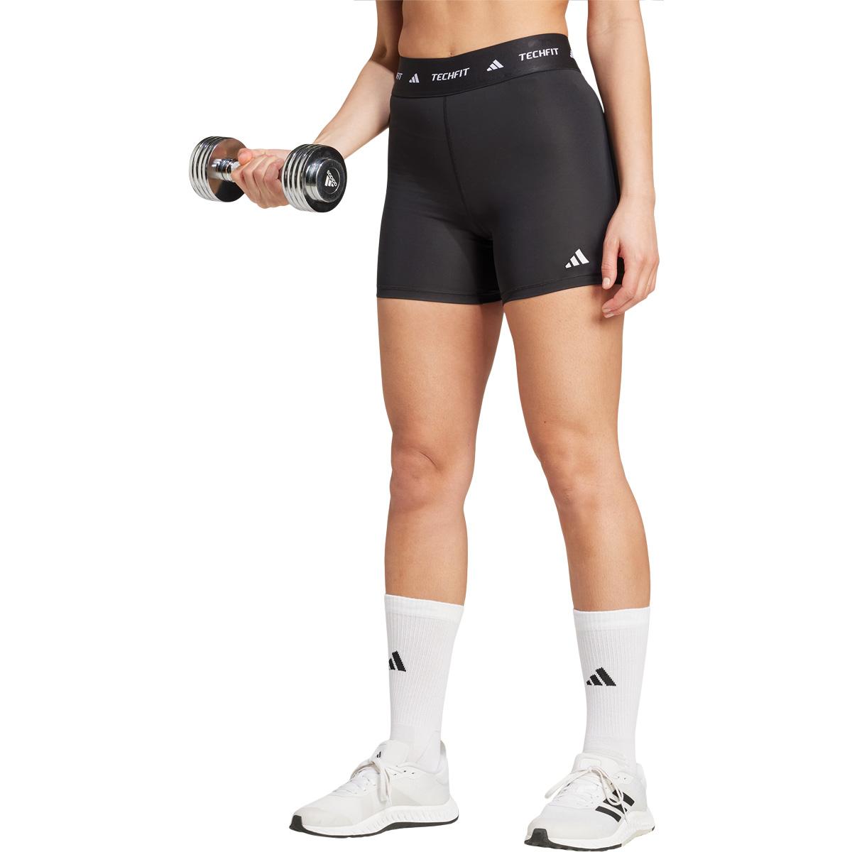 adidas Techfit Korte Træningstights Dame BLACK/WHITE/BLACK