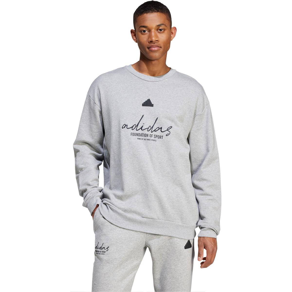 adidas Big Logo Crew Sweatshirt Herre MGREYH/WHITE