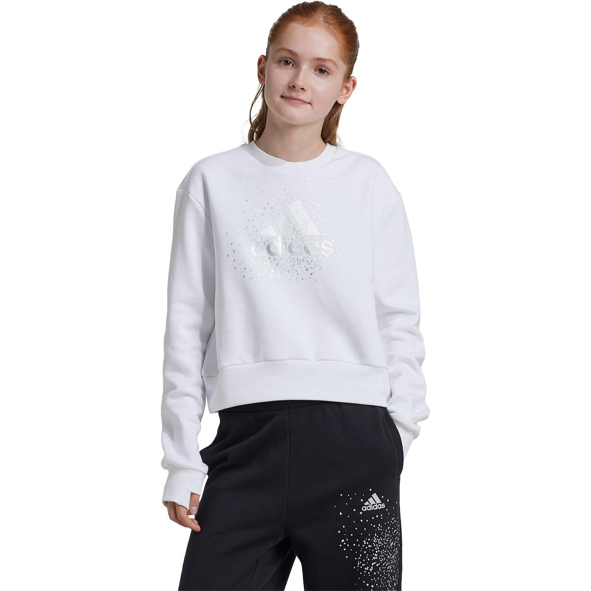 adidas Glam Ice G Sweatshirt Børn WHITE/PNKFUS/BLILIL/M
