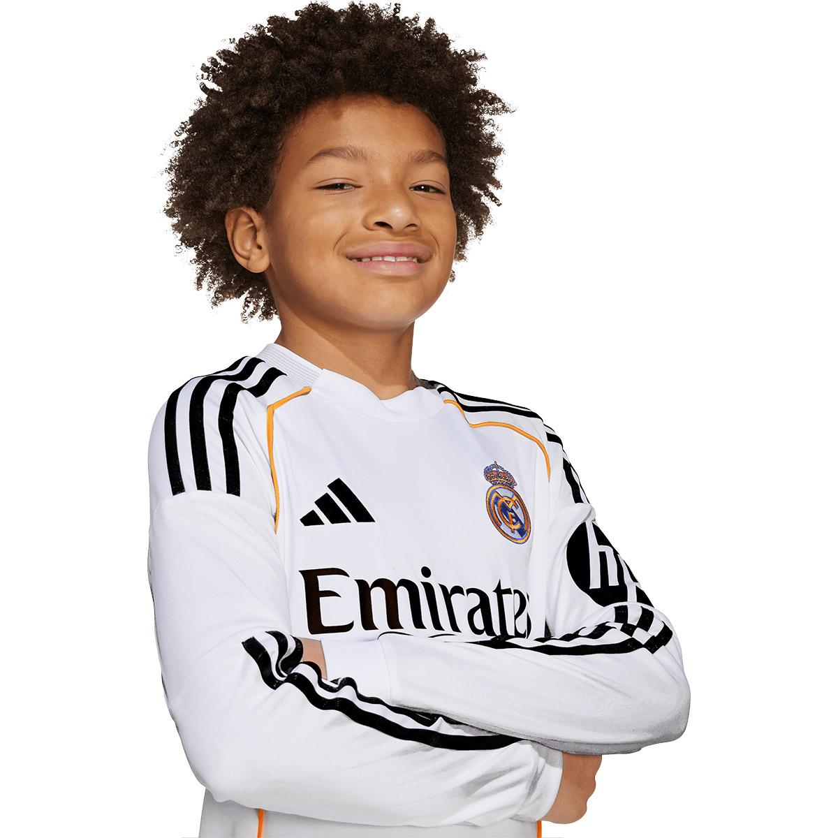 Real Madrid 25/26 Langærmet Hjemmebanetrøje Børn White