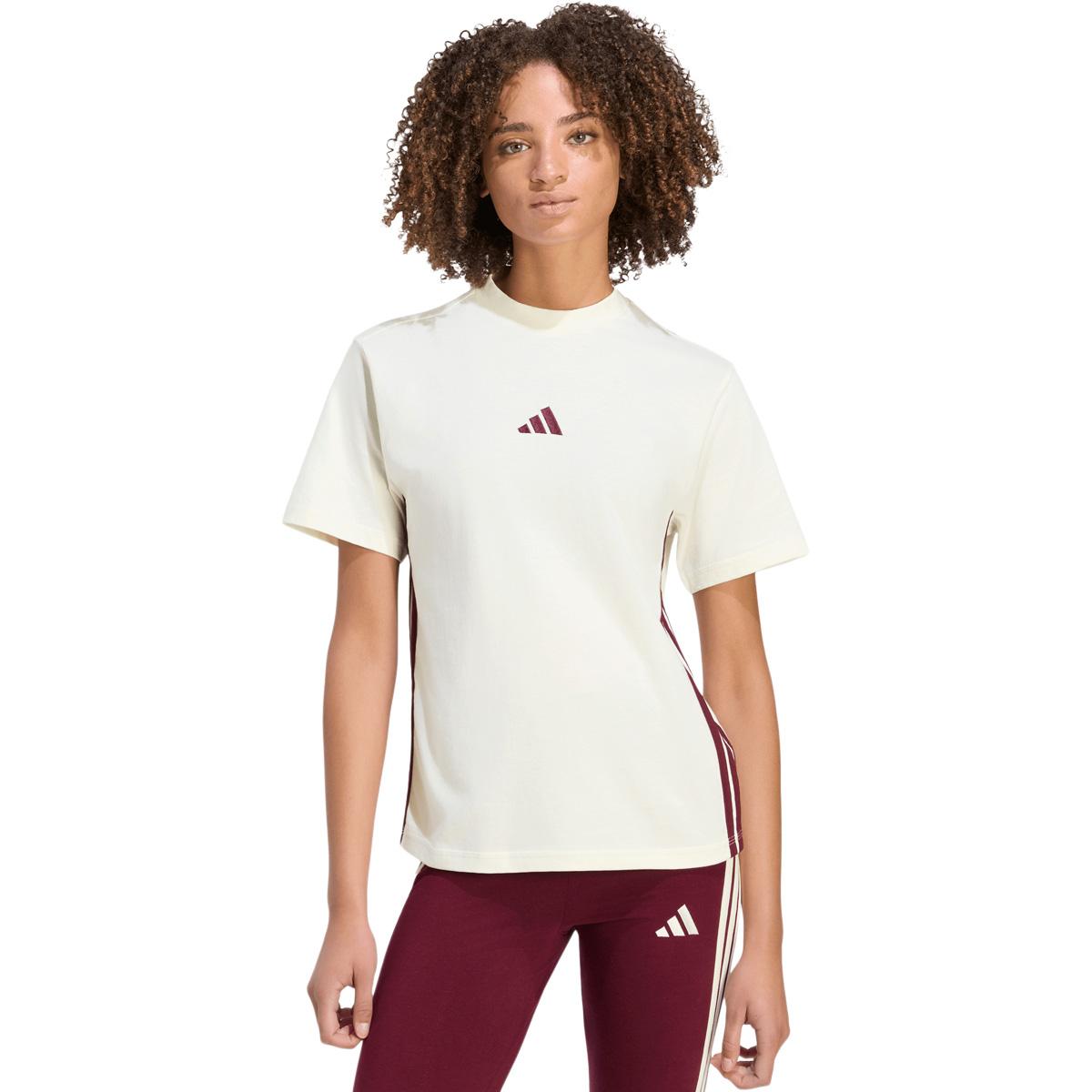 adidas 3-Stripes SJ T-skjorte Dame IVORY/MAROON