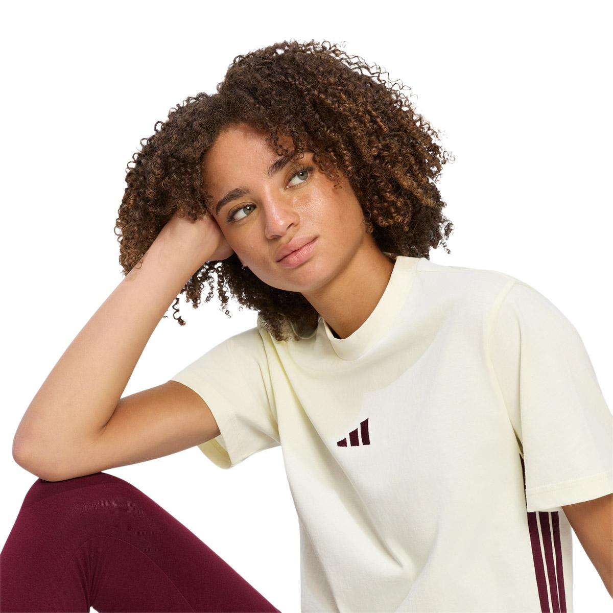 adidas 3-Stripes SJ T-skjorte Dame IVORY/MAROON