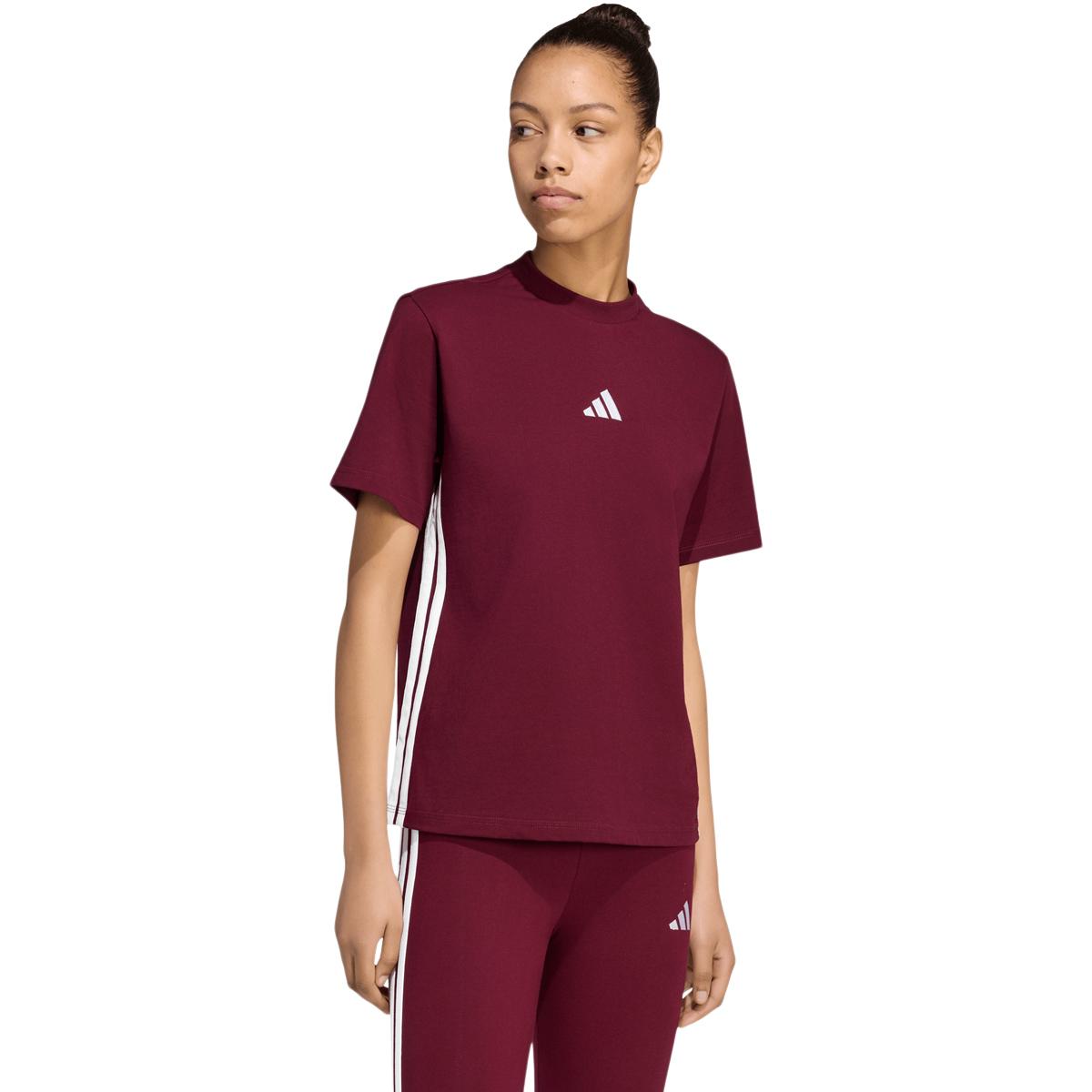 adidas 3-Stripes SJ T-skjorte Dame MAROON/WHITE