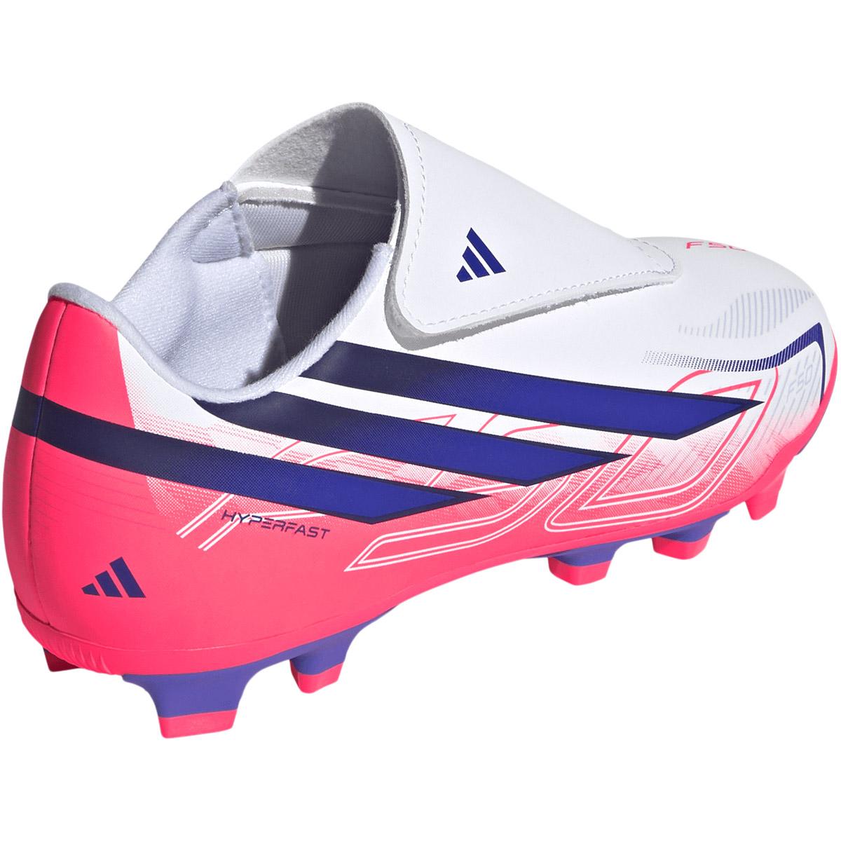adidas F50 Hyperfast Club FG/MG Velcro Fodboldstøvler Børn FTWWHT/SOLPUR/SOLTUR