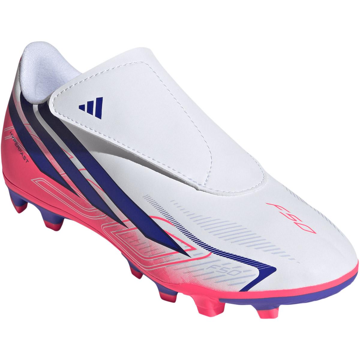adidas F50 Hyperfast Club FG/MG Velcro Fodboldstøvler Børn FTWWHT/SOLPUR/SOLTUR