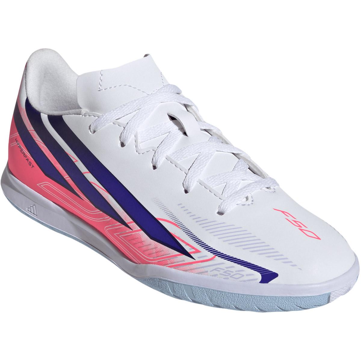 adidas F50 Hyperfast Club IN Fodboldsko Børn FTWWHT/SOLPUR/SOLTUR