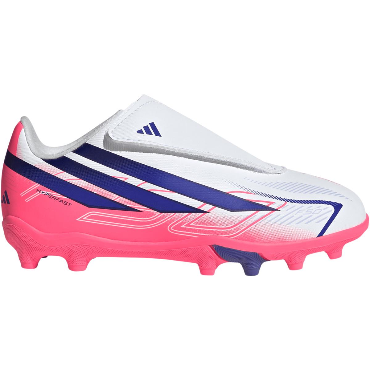 adidas F50 Hyperfast Club C FG/MG Velcro Fodboldstøvler Børn FTWWHT/SOLPUR/SOLTUR
