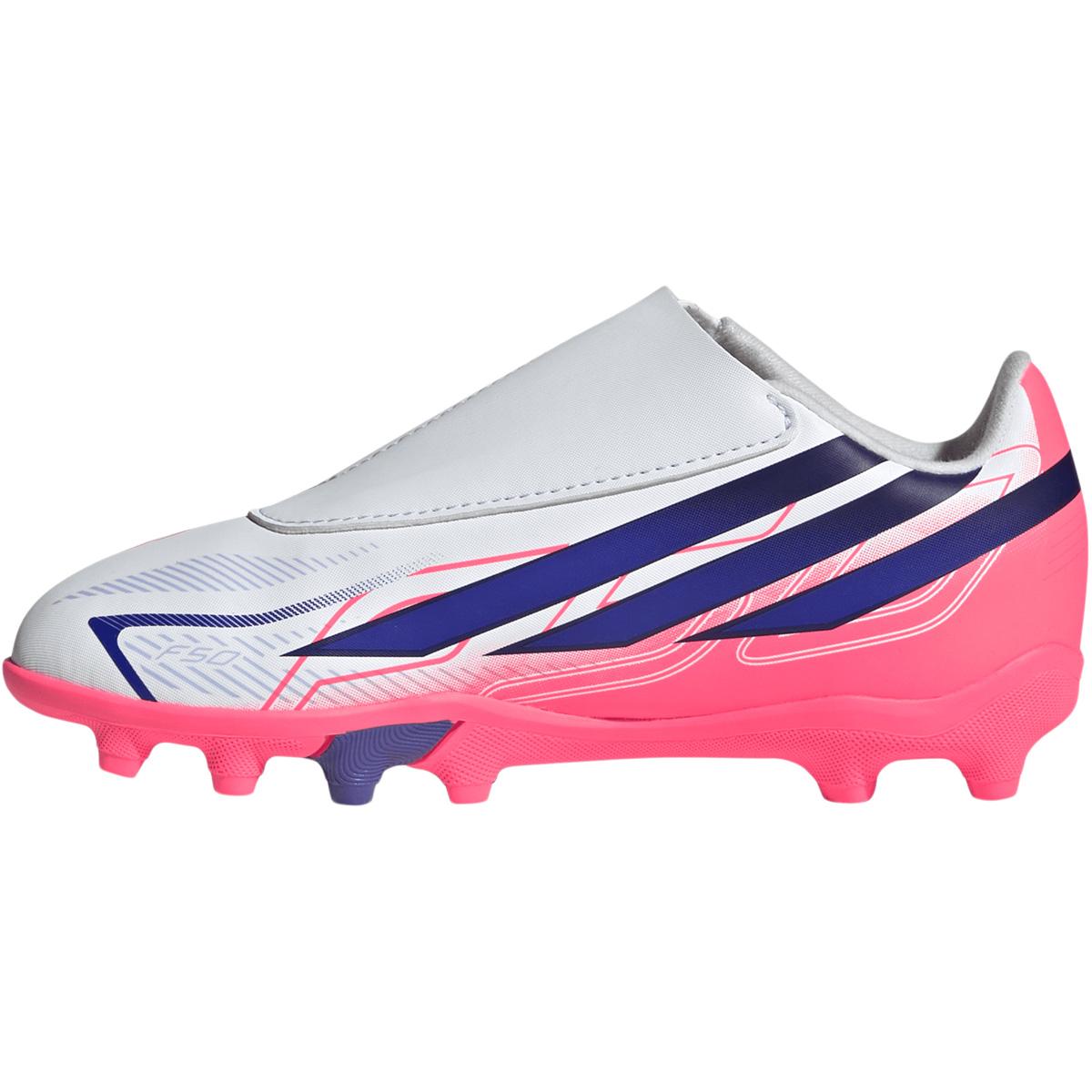 adidas F50 Hyperfast Club C FG/MG Velcro Fodboldstøvler Børn FTWWHT/SOLPUR/SOLTUR