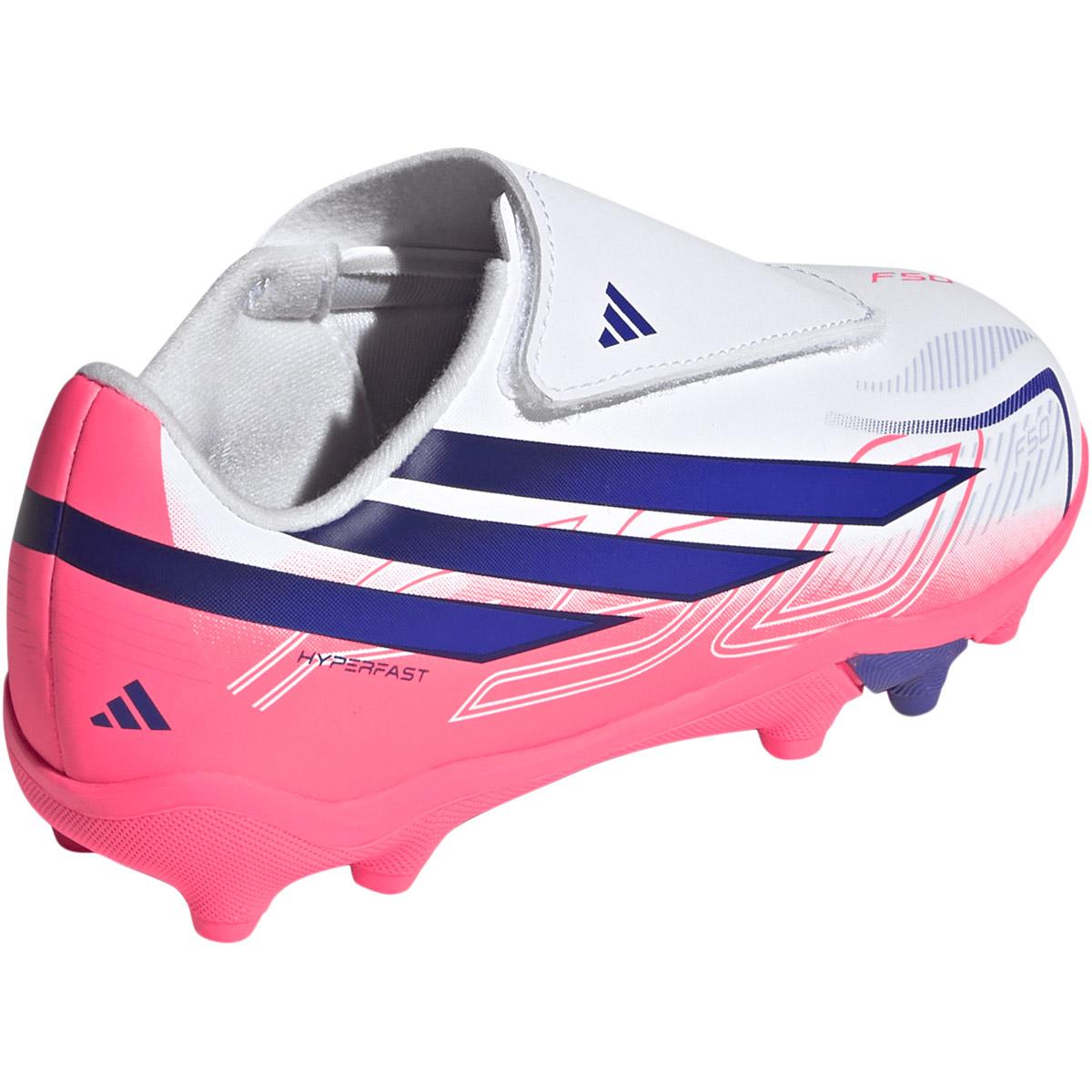 adidas F50 Hyperfast Club C FG/MG Velcro Fodboldstøvler Børn FTWWHT/SOLPUR/SOLTUR