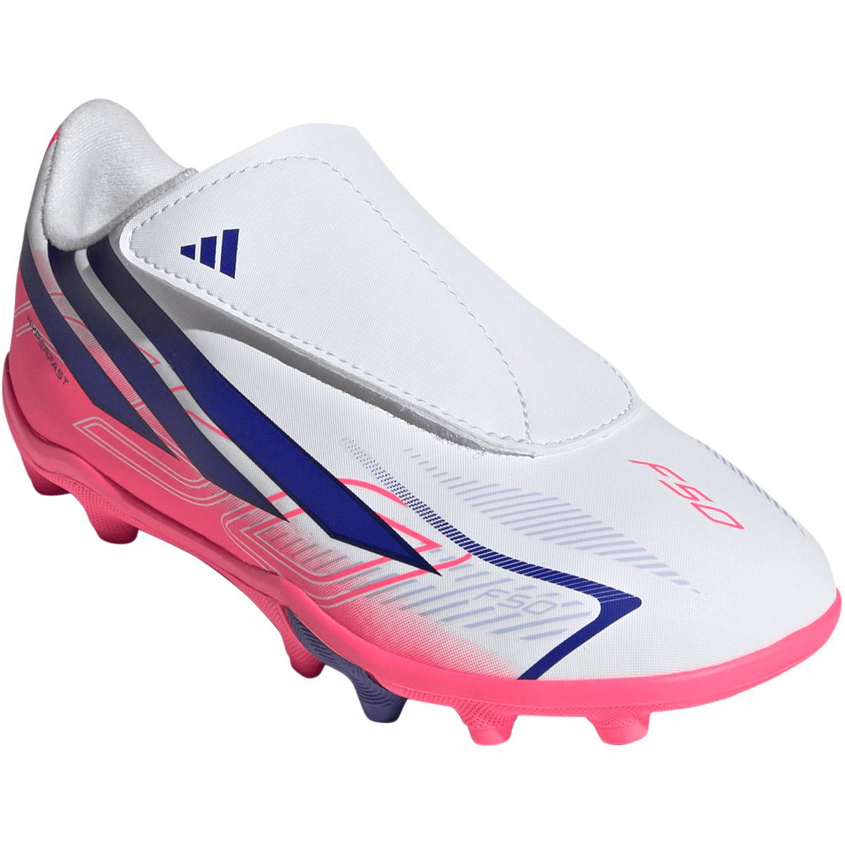 adidas F50 Hyperfast Club C FG/MG Velcro Fodboldstøvler Børn FTWWHT/SOLPUR/SOLTUR