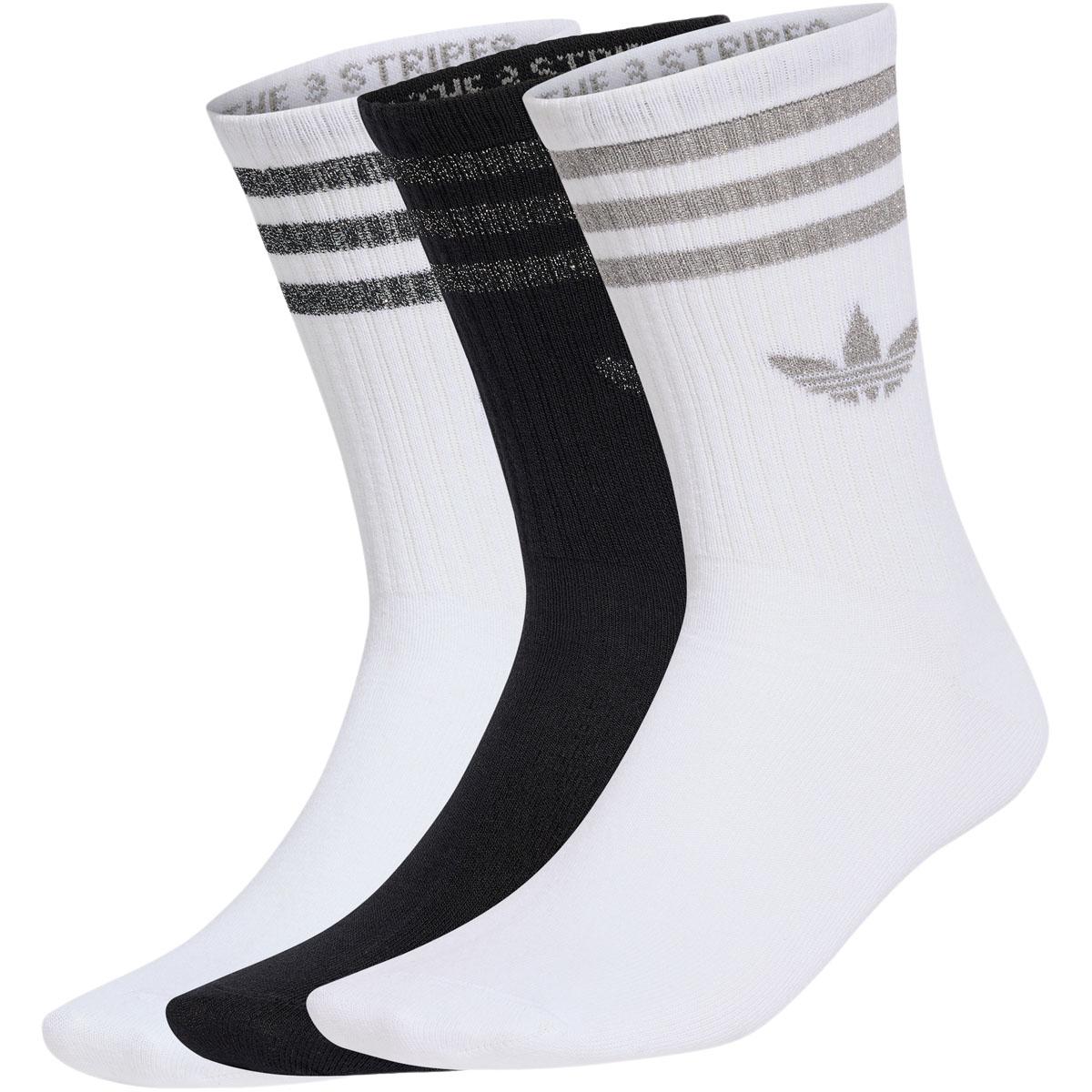 adidas Originals 3-Stripes Glitter 3-Pack Strømper WHITE/SILVMT/BLACK