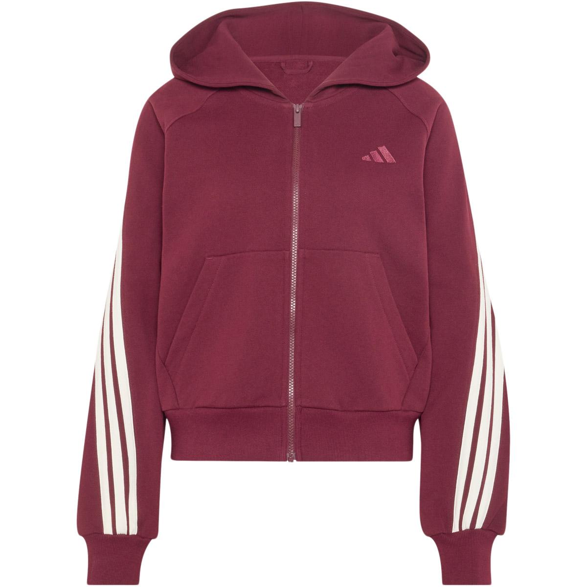 adidas AK 3-Stripes Full Zip Hettegenser Dame MAROON/OWHITE