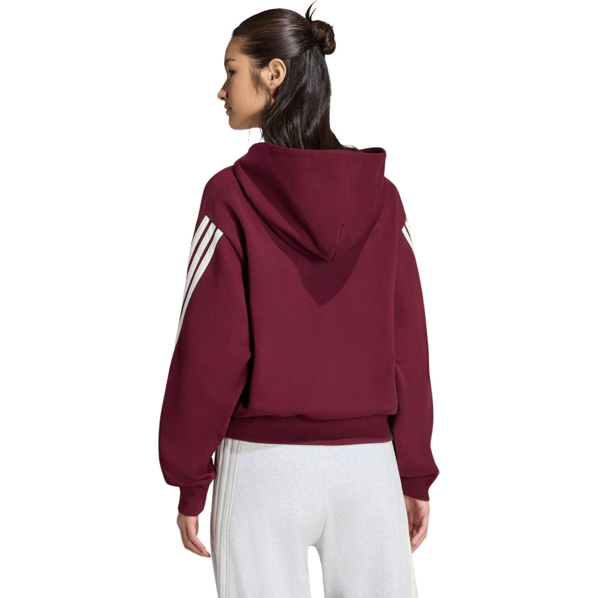 adidas AK 3-Stripes Full Zip Hettegenser Dame MAROON/OWHITE