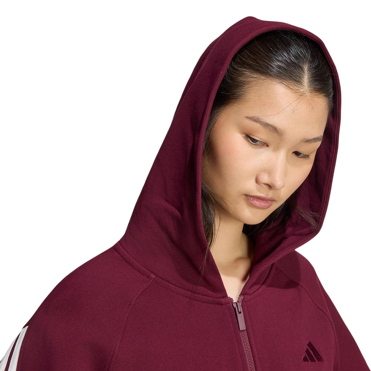 adidas AK 3-Stripes Full Zip Hettegenser Dame MAROON/OWHITE