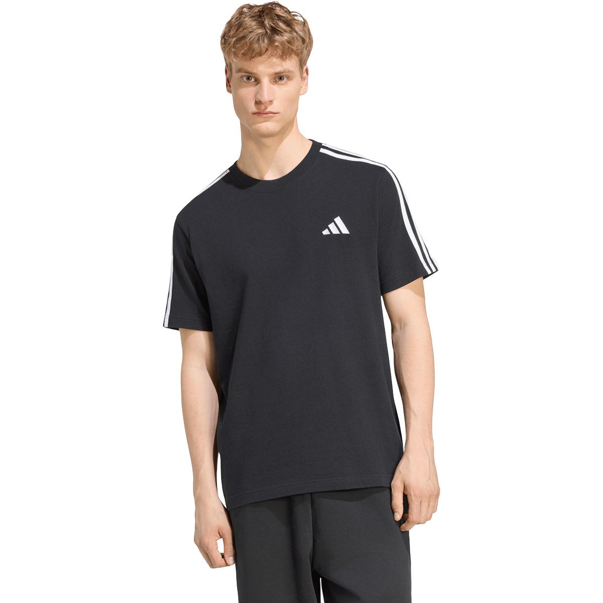 adidas 3-Stripes Left Chest T-shirt Herre BLACK/WHITE