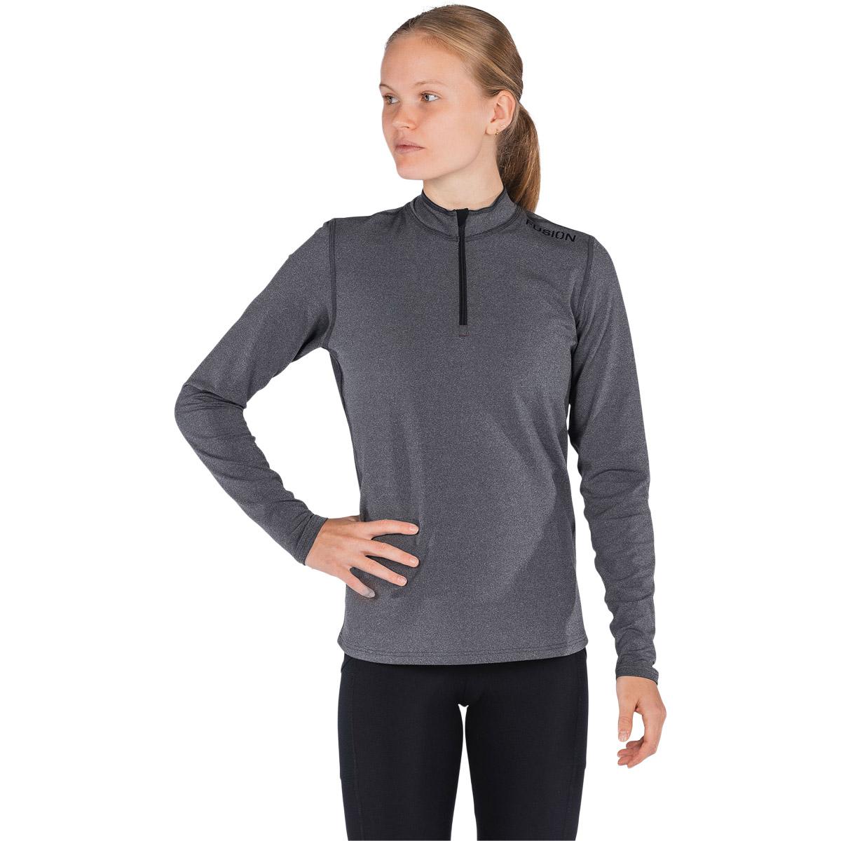 FUSION C3 Zip Neck Løbetrøje Dame Dark Grey