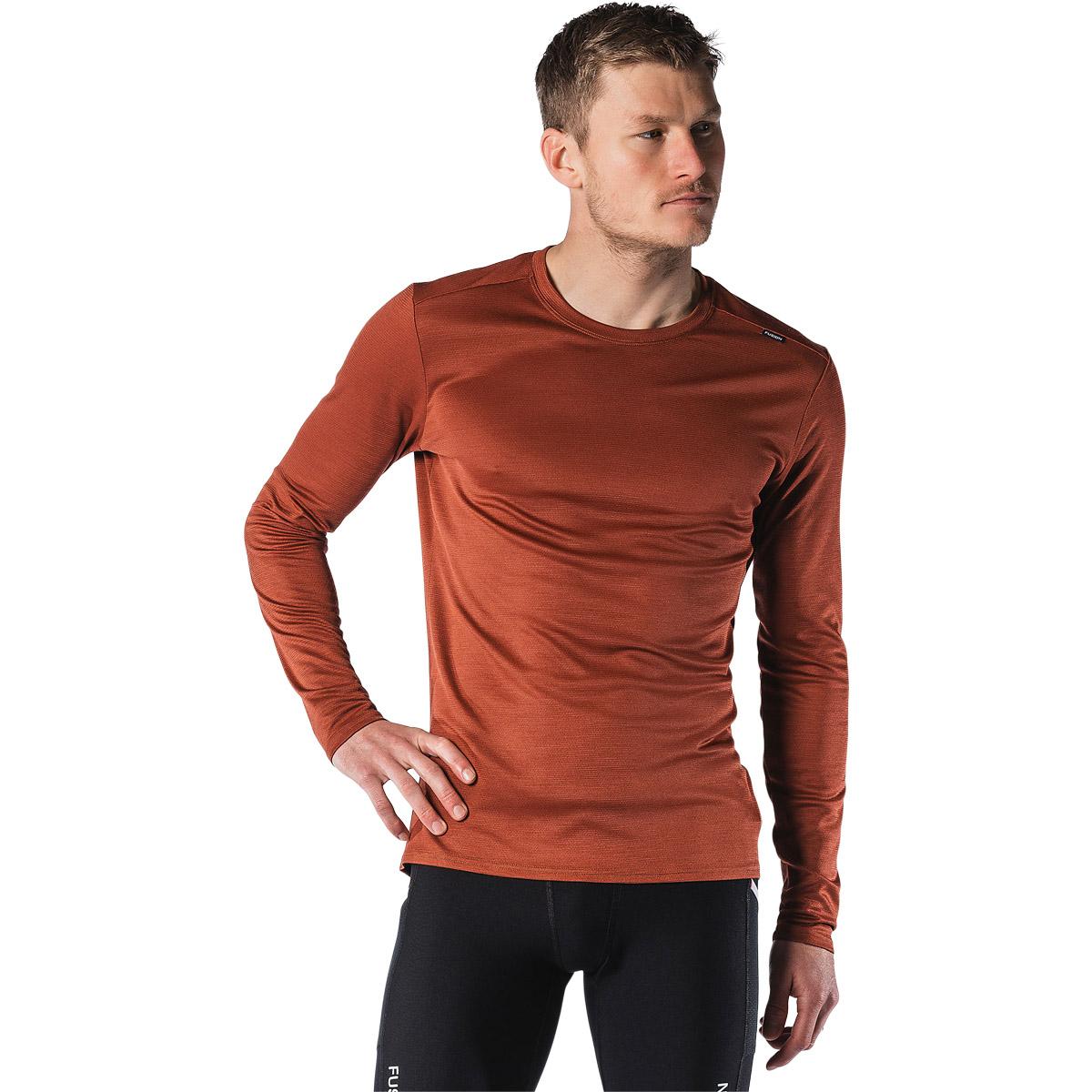 FUSION Technical Langærmet Merinould T-shirt Herre Rust