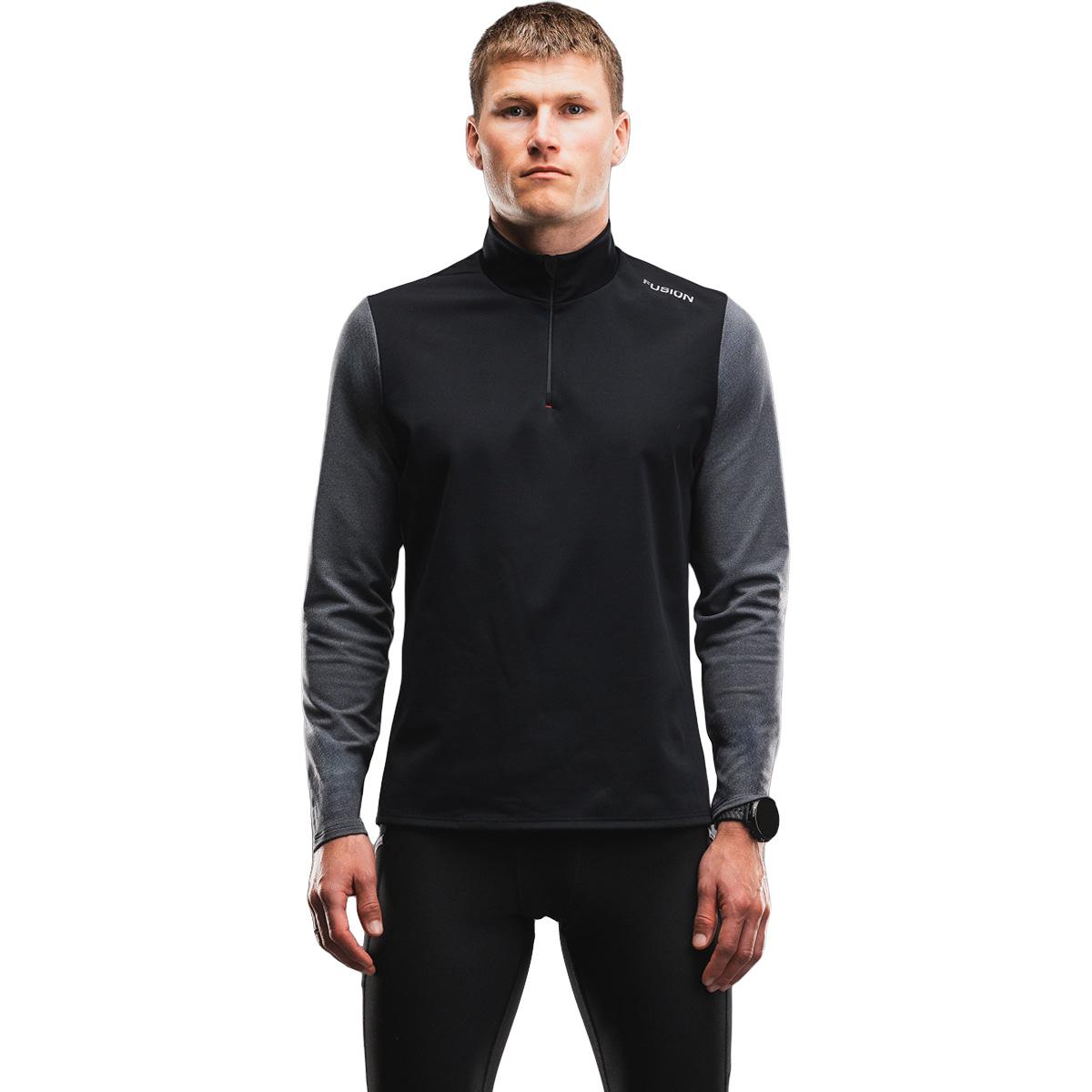 FUSION TEMPO! Shield Zip Neck Løbetrøje Herre Dark Grey