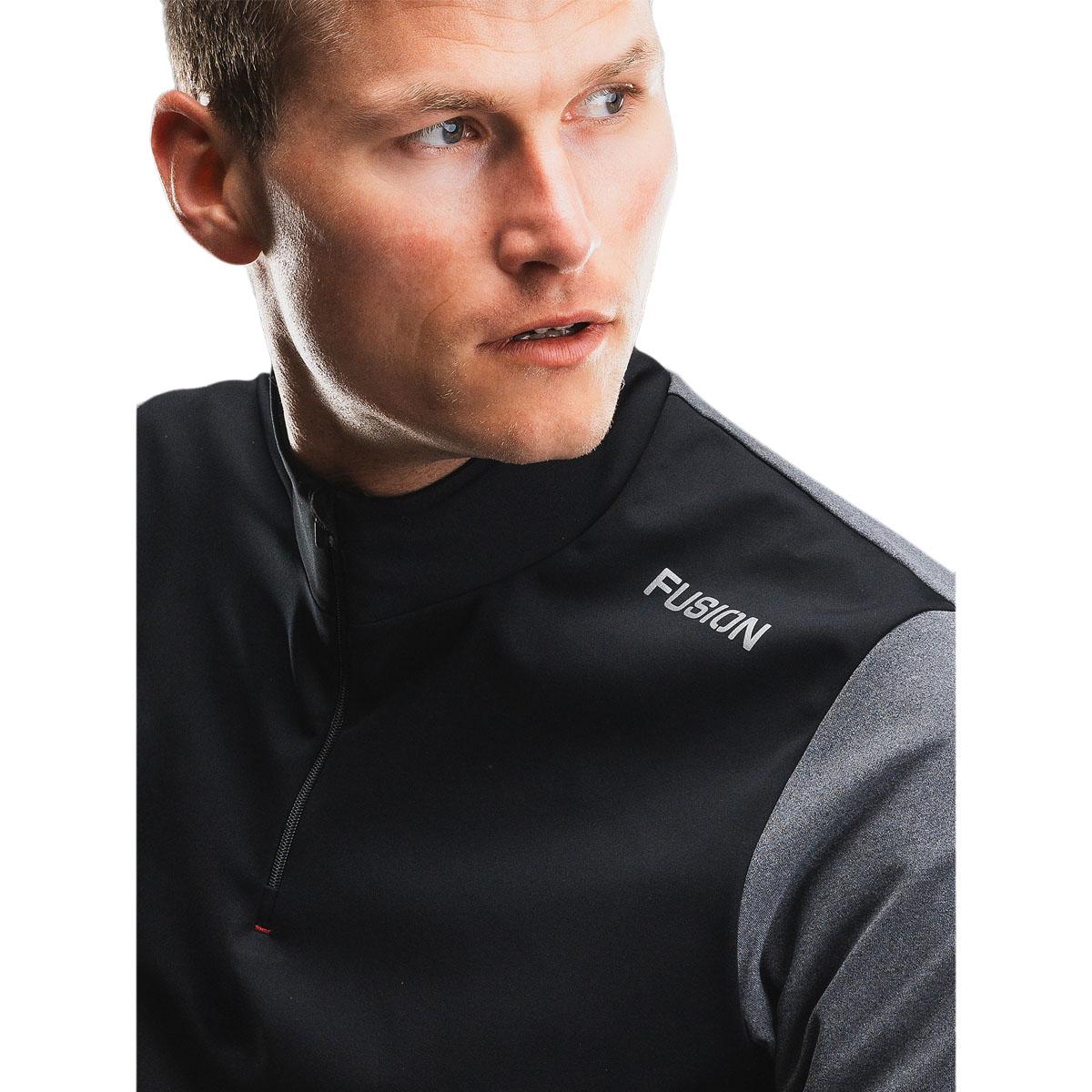 FUSION TEMPO! Shield Zip Neck Løbetrøje Herre Dark Grey