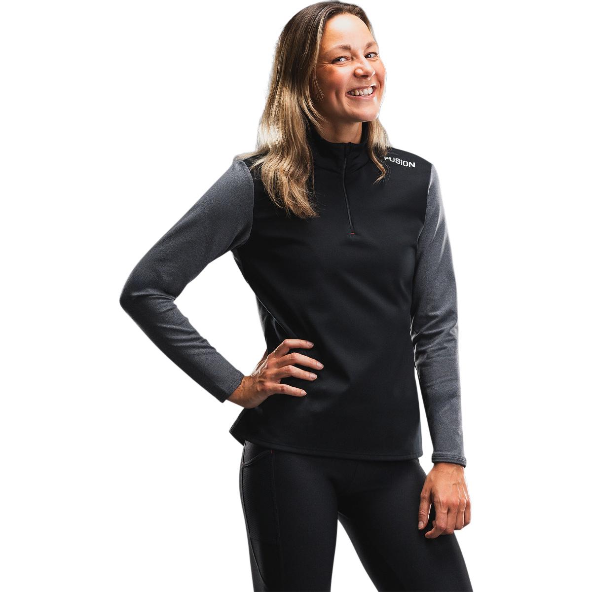 FUSION TEMPO! Shield Zip Neck Løpetrøye Dame Dark Grey