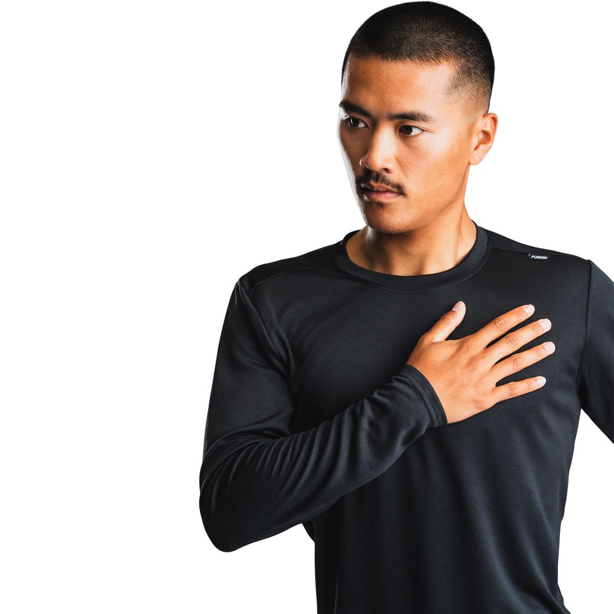 FUSION TEMPO! TWO Run Langærmet Løbe T-shirt Herre Black