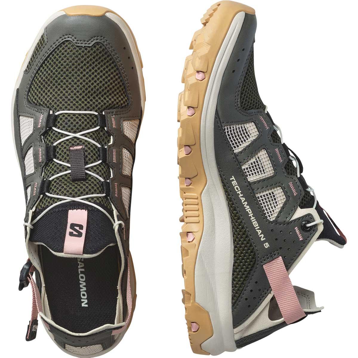 Salomon Techamphibian 5 Vandresko Dame Peat / Rainy Day / Hyma Pink