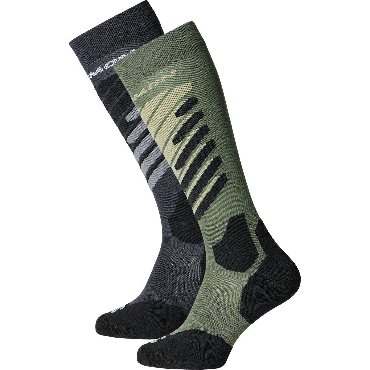 Salomon S/Access 2-Pack Skistrømper ANTHRACITE/DEEP LICHEN GREEN/