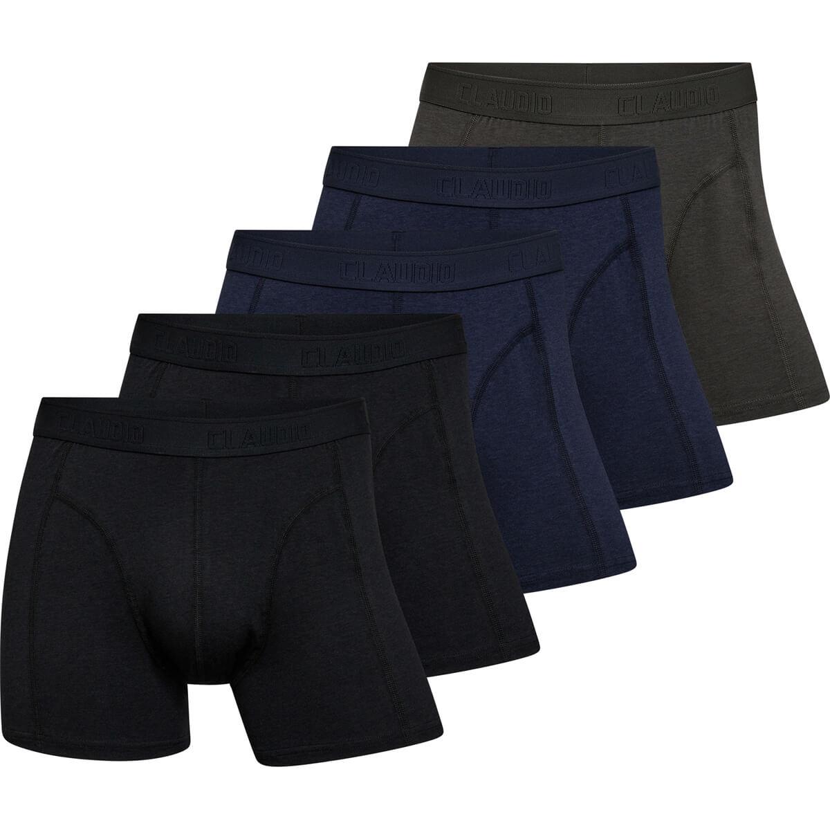 Claudio 5-Pack Boxershorts Herre Black/Navy/Grey