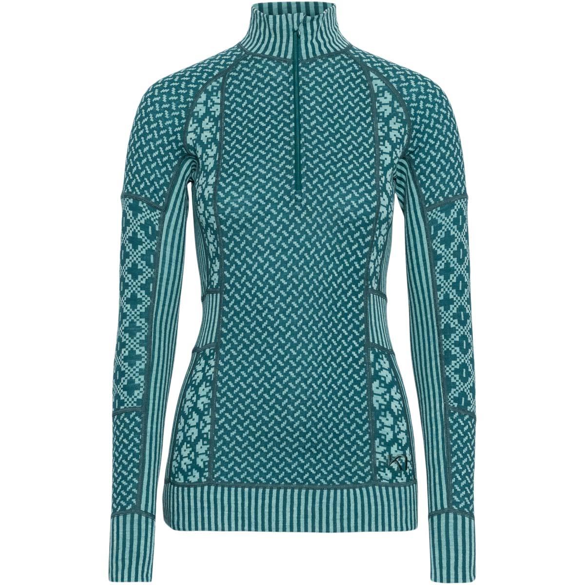 Kari Traa Smekker Half Zip Merino Ulltrøye Dame PEACOCK