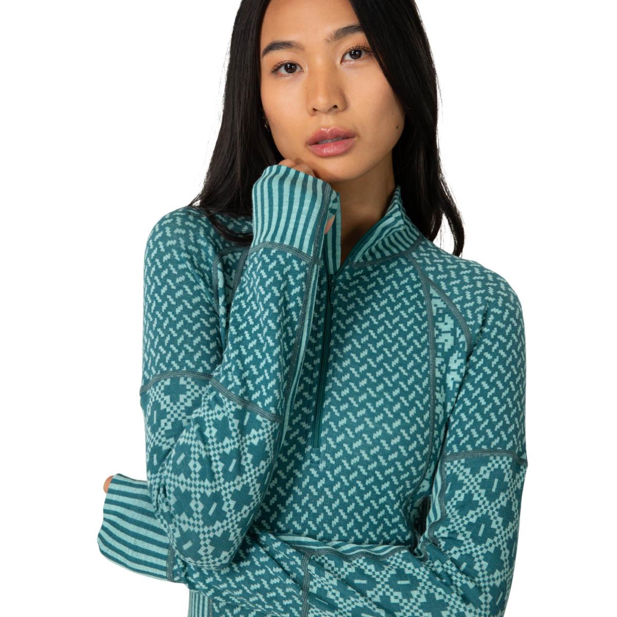 Kari Traa Smekker Half Zip Merino Ulltrøye Dame PEACOCK