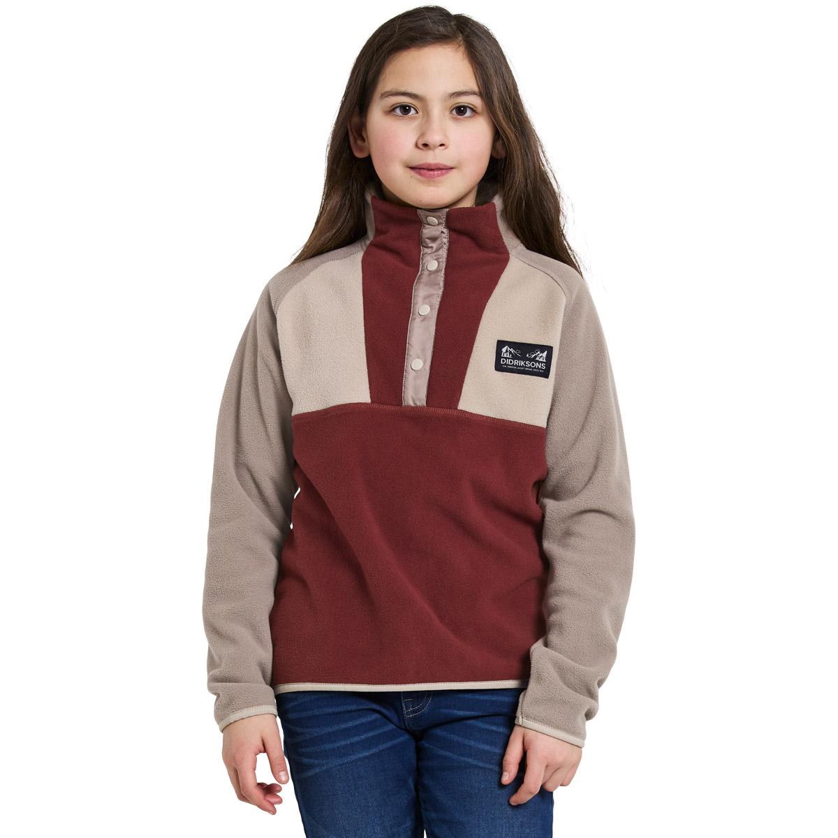 Didriksons Yokto Fleecetrøje Børn Beige/rød