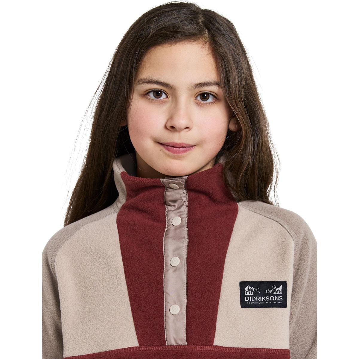 Didriksons Yokto Fleecetrøje Børn Beige/rød